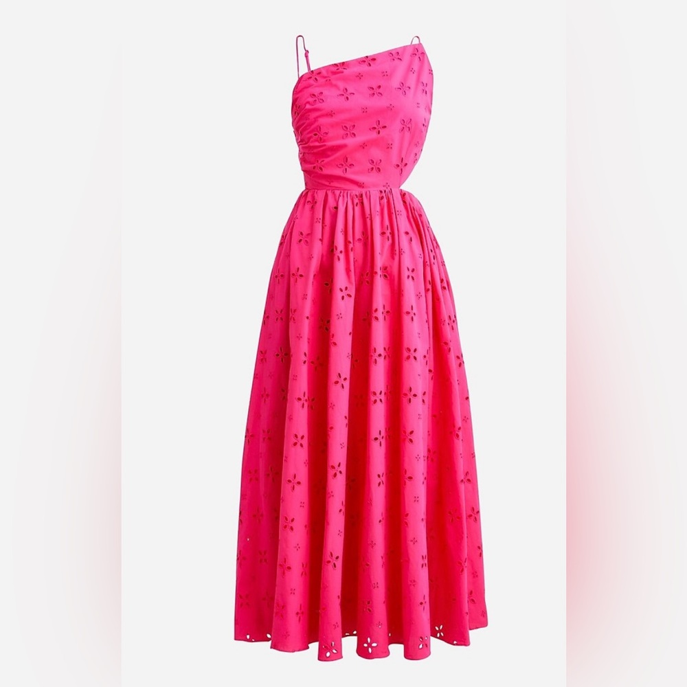 J Crew Collection side-cutout midi dress in pink eyelet *NWT*